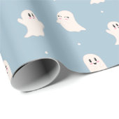 Papier Cadeau Éffrayant Cute Ghosts Blue Halloween (Coin rond)