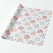 Papier Cadeau Éffrayant Cute Pastel Citrouille et Spider Hallowe (Déroulé)