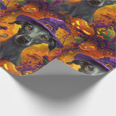 Papier Cadeau Éffrayant Greyhound Chien Halloween sorcière et Ci (Coin)