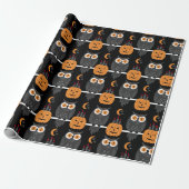 Papier Cadeau Éffrayant Halloween Citrouilles & Chouettes Jack-O (Déroulé)