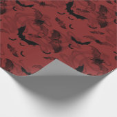 Papier Cadeau Éffrayant Halloween Déplaisant chauves-souris roug (Coin)