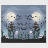 Papier Cadeau Éffrayant Halloween Graveyard Avec Chouette Dans U (Plat)