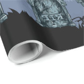 Papier Cadeau Éffrayant Halloween Graveyard Avec Chouette Dans U (Coin rond)