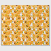 Papier Cadeau Éffrayant Halloween Jack-o'-lantern Fantôme Déplai (Plat)