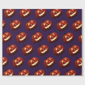 Papier Cadeau Effrayant Jack O'Lantern Citrouille Halloween Anni (Plat)
