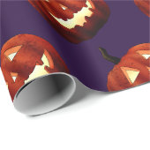 Papier Cadeau Effrayant Jack O'Lantern Citrouille Halloween Anni (Coin rond)