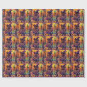 Papier Cadeau Éffrayant Keeshond Chien Halloween sorcière et Cit (Plat)
