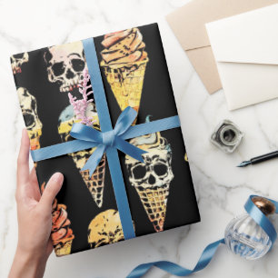 Papier Cadeau Éffrayant mignon Halloween Crâne crème glacée