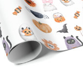 Papier Cadeau Éffrayant mignon halloween ghost aquarelle style b (Coin rond)