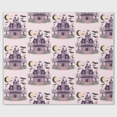 Papier Cadeau Éffrayant mignon Mansion motif rose (Plat)