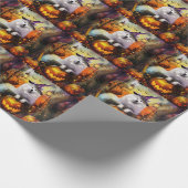Papier Cadeau Éffrayant Samoyed Chien Halloween sorcière et Citr (Coin)