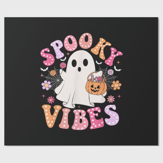 Papier Cadeau Éffrayant Vibes Ghost Retro Halloween Super (Plat)