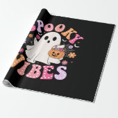 Papier Cadeau Éffrayant Vibes Ghost Retro Halloween Super (Déroulé)