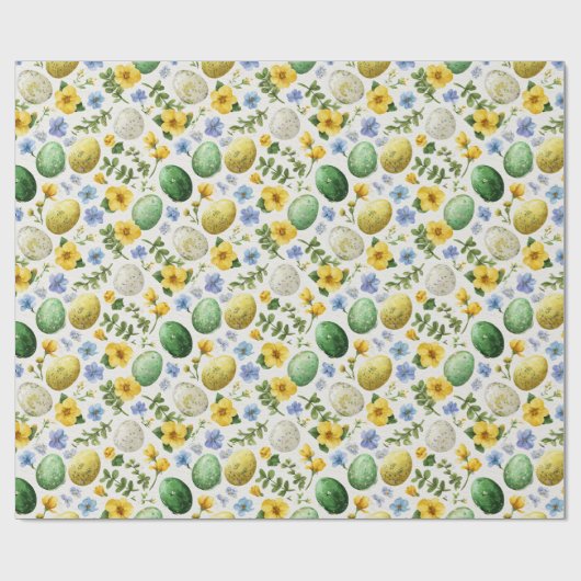 Papier Cadeau Eggs & Flowers Pattern | Easter Wrapping Paper (Plat)