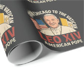 Papier Cadeau Église catholique américaine du pape Léon (Coin rond)