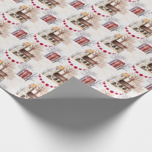 Papier Cadeau église de Noël (Coin)