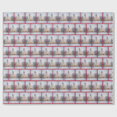 Papier Cadeau Eglise de Noël blanche avec des flocons de neige (Plat)