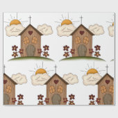 Papier Cadeau Église en bois (Plat)