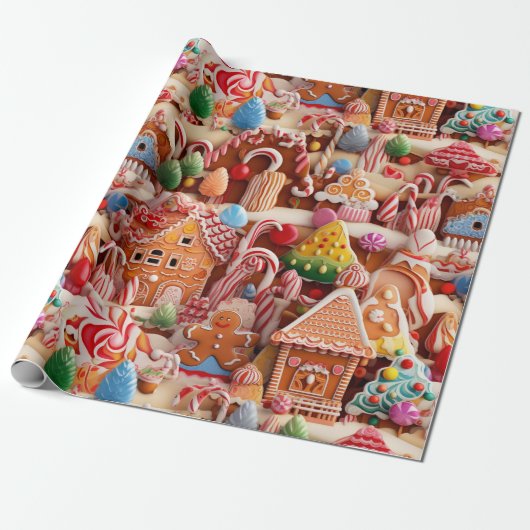 Papier Cadeau Église Gingerbread (Déroulé)