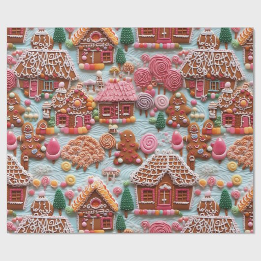 Papier Cadeau Église Gingerbread (Plat)