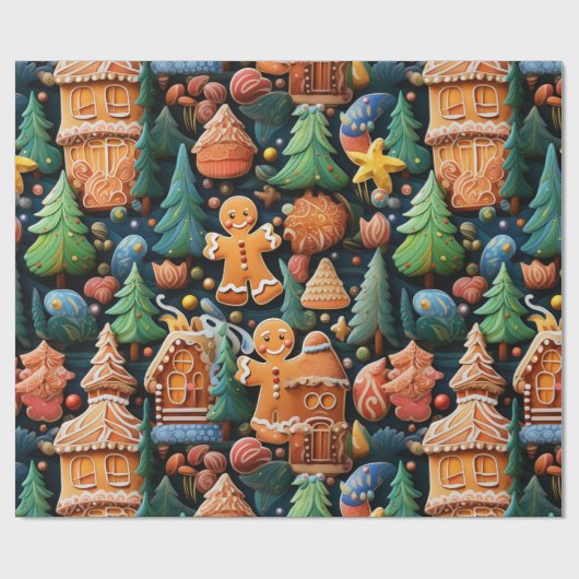 Papier Cadeau Église Gingerbread (Plat)