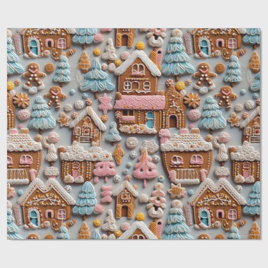 Papier Cadeau Église Gingerbread (Plat)