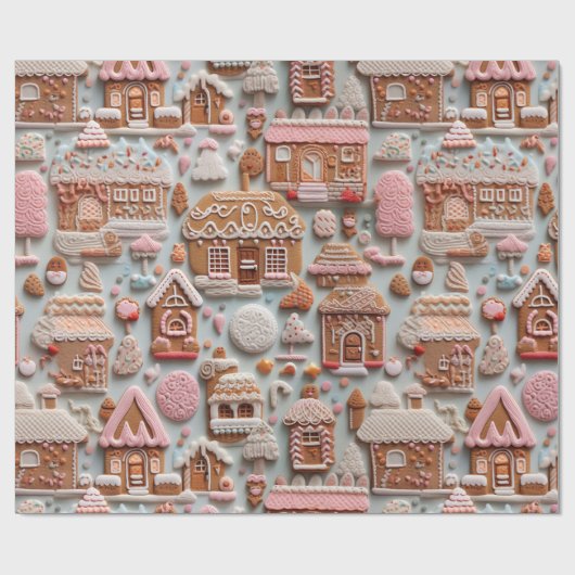 Papier Cadeau Église Gingerbread (Plat)