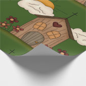 Papier Cadeau Église Sunny Avec Fleurs Rustique Charme De Pays