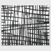 Papier Cadeau Égouttements peints à la main blancs noirs uniques (Plat)