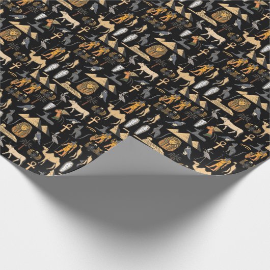 Papier Cadeau Egyptian Hieroglyphic Symbol Pattern Background (Coin)