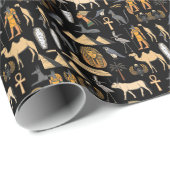 Papier Cadeau  Egyptian Hieroglyphic Symbol Pattern Background   (Coin rond)