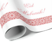 Papier Cadeau Eid géométrique rose et blanc maure Mubarak (Coin rond)