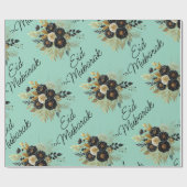 Papier Cadeau Eid Moubarak Floral Black Gold Script turquoise (Plat)