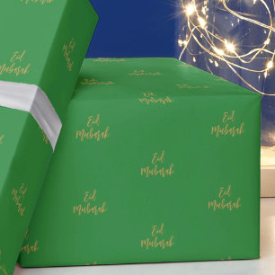 Papier cadeau Eid Moubarak Green Gold