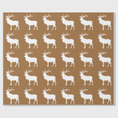 Papier Cadeau Élan marron et blanc (Plat)