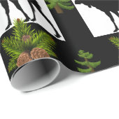 Papier Cadeau Élan rustique avec branches de pin (Coin rond)