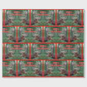 Papier Cadeau Élans de Taureau de Joyeux Noël en velours (Plat)