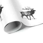 Papier Cadeau Élans - wapiti (schéma) (Coin rond)
