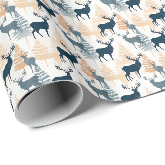 Papier Cadeau Elc rustique en neige (Coin rond)