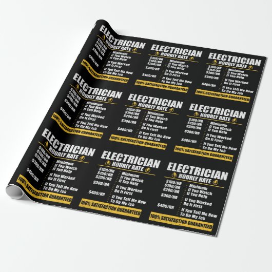 Papier Cadeau Electrician Hourly Rate Funny Lineman Dad Retro (Déroulé)