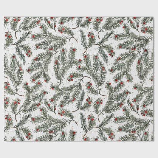 Papier Cadeau Élégance à feuillage persistant (Plat)