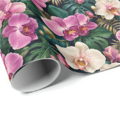 Papier Cadeau Élégance Botanique d'Orchidée Tropicale (Coin rond)