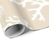 Papier Cadeau Elégance côtière Coraux de la mer Blanche Coques & (Coin rond)