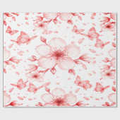 Papier Cadeau Élégance de la Fleur de Cerisier (Plat)