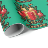 Papier Cadeau "Élégance de vacances : Dons, Arbres, & Reindeer D (Coin rond)