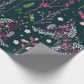 Papier Cadeau Élégance des Fleurs sauvages de la Marine (Coin)