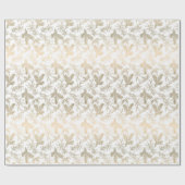 Papier Cadeau Elégance dorée gravée Holly, Pine et Mistletoe (Plat)