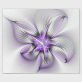 Papier Cadeau Élégance florale Art Abstrait Violet Fractal moder (Plat)