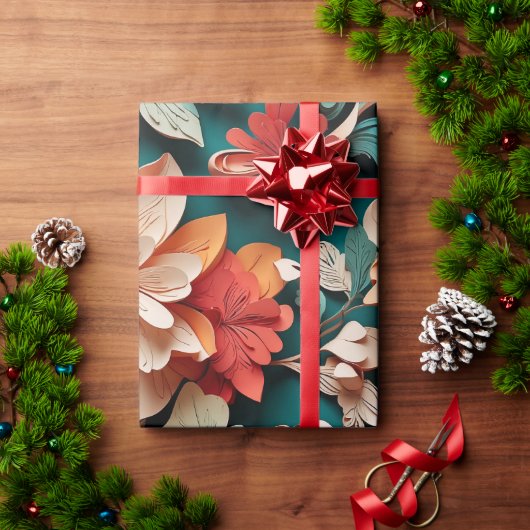 Papier Cadeau Élégance florale festive (Cadeau de vacances)