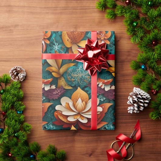 Papier Cadeau Élégance florale joyeuse (Cadeau de vacances)